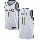 Men's Nike Milwaukee Bucks #11 Brook Lopez Swingman White NBA Jersey - Association Edition
