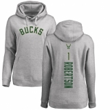 NBA Women's Nike Milwaukee Bucks #1 Oscar Robertson Ash Backer Pullover Hoodie