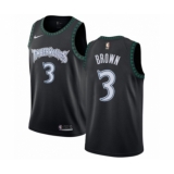 Men's Nike Minnesota Timberwolves #3 Anthony Brown Authentic Black Hardwood Classics Jersey
