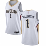 Women's Nike New Orleans Pelicans #1 Zion Williamson White NBA Swingman Association Edition Jersey