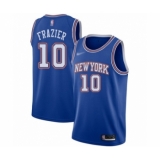 Women's New York Knicks #10 Walt Frazier Authentic Blue Basketball Jersey - Statement Edition