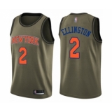 Men's New York Knicks #2 Wayne Ellington Swingman Green Salute to Service Basketball Jersey