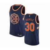 Men's New York Knicks #30 Julius Randle Authentic Navy Blue Basketball Jersey - City Edition