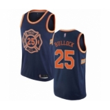 Men's New York Knicks #25 Reggie Bullock Authentic Navy Blue Basketball Jersey - City Edition