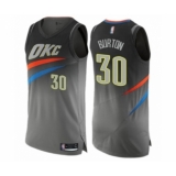 Men's Oklahoma City Thunder #30 Deonte Burton Authentic Gray Basketball Jersey - City Edition