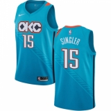 Men's Nike Oklahoma City Thunder #15 Kyle Singler Swingman Turquoise NBA Jersey - City Edition