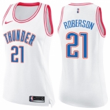 Women's Nike Oklahoma City Thunder #21 Andre Roberson Swingman White/Pink Fashion NBA Jersey