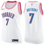 Women's Nike Oklahoma City Thunder #7 Carmelo Anthony Swingman White/Pink Fashion NBA Jersey
