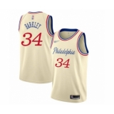 Men's Philadelphia 76ers #34 Charles Barkley Swingman Cream Basketball Jersey - 2019 20 City Edition