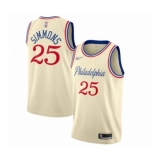 Men's Philadelphia 76ers #25 Ben Simmons Swingman Cream Basketball Jersey - 2019 20 City Edition