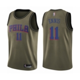 Men's Philadelphia 76ers #11 James Ennis Swingman Green Salute to Service Basketball Jersey