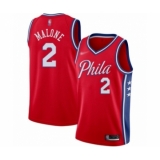 Men's Philadelphia 76ers #2 Moses Malone Authentic Red Finished Basketball Jersey - Statement Edition