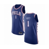 Men's Philadelphia 76ers #1 Mike Scott Authentic Blue Basketball Jersey - Icon Edition