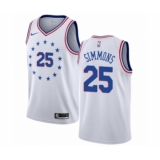 Men's Nike Philadelphia 76ers #25 Ben Simmons White Swingman Jersey - Earned Edition