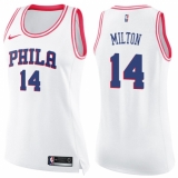 Women's Nike Philadelphia 76ers #14 Shake Milton Swingman White Pink Fashion NBA Jersey