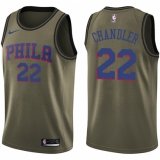 Men's Nike Philadelphia 76ers #22 Wilson Chandler Swingman Green Salute to Service NBA Jersey