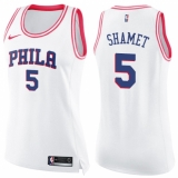 Women's Nike Philadelphia 76ers #5 Landry Shamet Swingman White Pink Fashion NBA Jersey