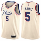 Youth Nike Philadelphia 76ers #5 Landry Shamet Swingman Cream NBA Jersey - City Edition