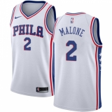 Men's Nike Philadelphia 76ers #2 Moses Malone Swingman White Home NBA Jersey - Association Edition
