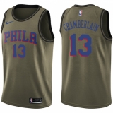 Men's Nike Philadelphia 76ers #13 Wilt Chamberlain Swingman Green Salute to Service NBA Jersey