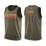 Youth Phoenix Suns #11 Ricky Rubio Swingman Green Salute to Service Basketball Jersey