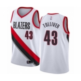 Men's Portland Trail Blazers #43 Anthony Tolliver Swingman White Basketball Jersey - Association Edition
