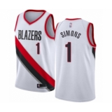 Men's Portland Trail Blazers #1 Anfernee Simons Authentic White Basketball Jersey - Association Edition