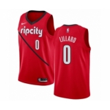 Men's Nike Portland Trail Blazers #0 Damian Lillard Red Swingman Jersey - Earned Edition