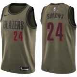 Youth Nike Portland Trail Blazers #24 Anfernee Simons Swingman Green Salute to Service NBA Jersey