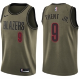 Men's Nike Portland Trail Blazers #9 Gary Trent Jr. Swingman Green Salute to Service NBA Jersey