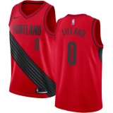 Youth Nike Portland Trail Blazers #0 Damian Lillard Swingman Red Alternate NBA Jersey Statement Edition