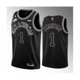 Men's San Antonio Spurs #1 Victor Wembanyama Black 2022-23 Classic Edition With NO.6 Stitched Basketball Jersey
