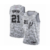 Men's San Antonio Spurs #21 Tim Duncan White Swingman Jersey - Earned Edition