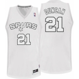 Men's Adidas San Antonio Spurs #21 Tim Duncan Authentic White Winter On-Court NBA Jersey
