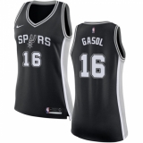 Women's Nike San Antonio Spurs #16 Pau Gasol Swingman Black Road NBA Jersey - Icon Edition