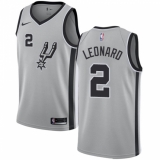Men's Nike San Antonio Spurs #2 Kawhi Leonard Authentic Silver Alternate NBA Jersey Statement Edition