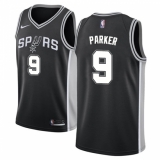 Men's Nike San Antonio Spurs #9 Tony Parker Swingman Black Road NBA Jersey - Icon Edition