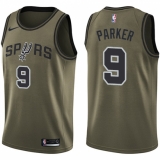 Youth Nike San Antonio Spurs #9 Tony Parker Swingman Green Salute to Service NBA Jersey