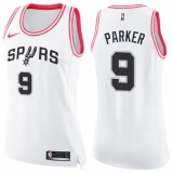 Women's Nike San Antonio Spurs #9 Tony Parker Swingman White/Pink Fashion NBA Jersey