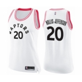 Women's Toronto Raptors #20 Rondae Hollis-Jefferson Swingman White Pink Fashion Basketball Jersey