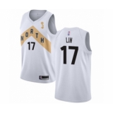 Men's Toronto Raptors #17 Jeremy Lin Swingman White 2019 Basketball Finals Champions Jersey - City Edition