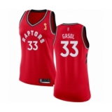 Women's Toronto Raptors #33 Marc Gasol Swingman Red 2019 Basketball Finals Champions Jersey - Icon Edition