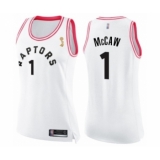 Women's Toronto Raptors #1 Patrick McCaw Swingman White Pink Fashion 2019 Basketball Finals Champions Jersey