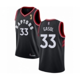 Youth Toronto Raptors #33 Marc Gasol Swingman Black 2019 Basketball Finals Champions Jersey Statement Edition