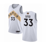 Men's Toronto Raptors #33 Marc Gasol Authentic White 2019 Basketball Finals Bound Jersey - City Edition