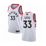Men's Toronto Raptors #33 Marc Gasol Authentic White 2019 Basketball Finals Bound Jersey - Association Edition