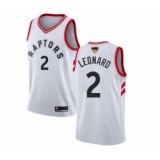 Youth Toronto Raptors #2 Kawhi Leonard Swingman White 2019 Basketball Finals Bound Jersey - Association Edition