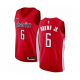 Men's Nike Washington Wizards #6 Troy Brown Jr. Red Swingman Jersey - Earned Edition