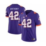 Clemson Tigers 42 Stephone Anthony Purple Nike College Football Jersey