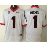 Men Georgia Bulldogs #1 Sony Michel White Limited SEC Patch Stitched NCAA Jersey